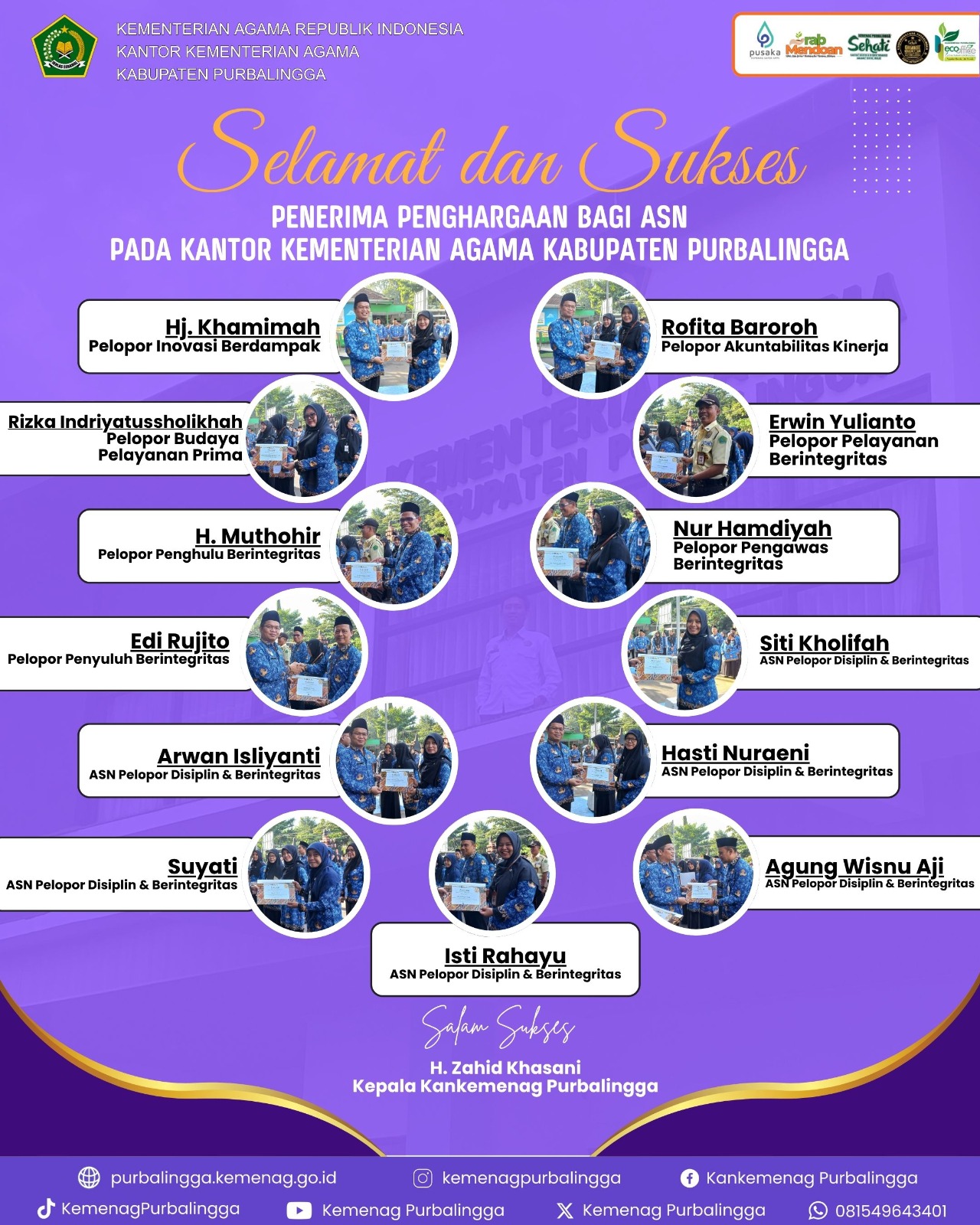 Reward ASN Berprestasi Kemenag Purbalingga
