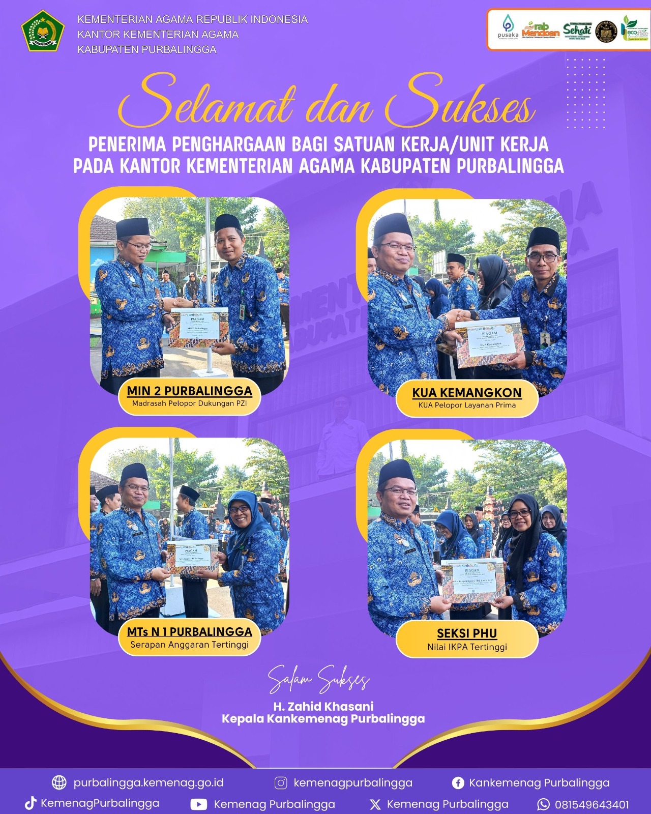 Daftar penerima reward ASN Kemenag Purbalingga